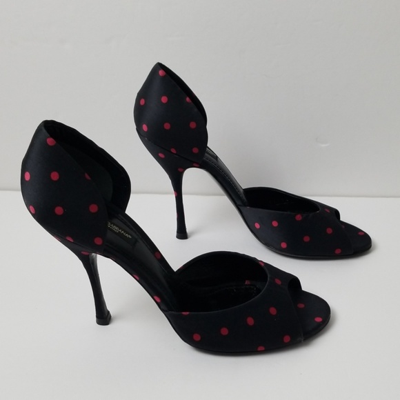 Dolce & Gabbana Polka Dot Silk Dorsay Pumps Sz.8.5 - Picture 3 of 8